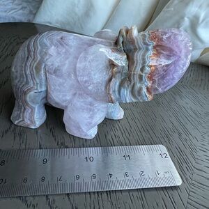 Amethyst lace agate carved elephant